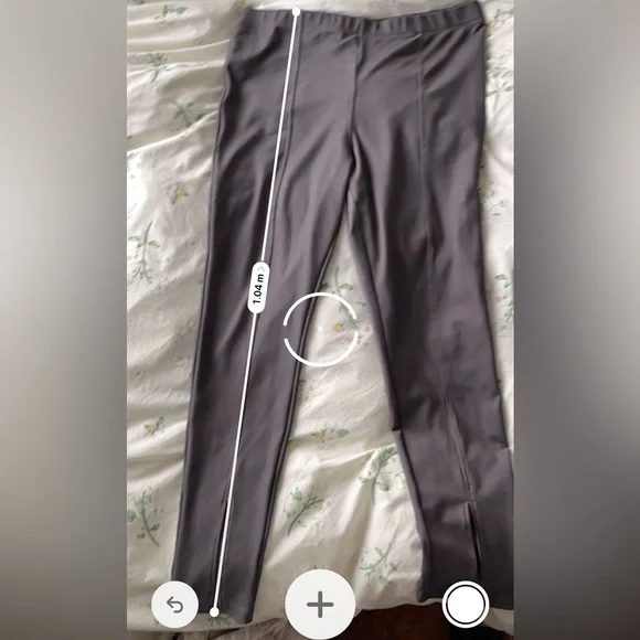 Grey Ribbed Leggings with Slit - Picture 5 of 10